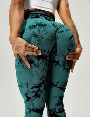 Vista 5 de QOQ Leggings de entrenamiento de cintura alta para mujer, sin costuras, levantamiento de glúteos, pantalones de yoga para gimnasio, pantalones