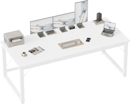Vista 45 de Mericonia Escritorio para computadora, escritorio de juegos para espacios pequeños, mesa de estilo moderno y simple para oficina en casa, mesa