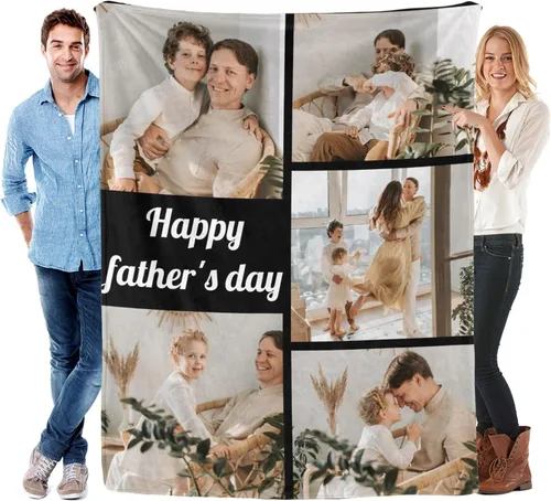 Vista 12 de Manta personalizada para el día del padre con foto, regalos personalizados para papá, papá, abuelo, papá, cumpleaños, Navidad