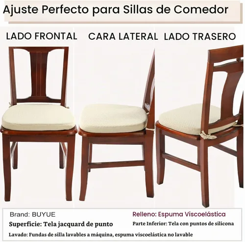 Vista 3 de BUYUE Cojín de Lujo de Espuma Viscoelástica 100% Pura para Silla 1 Paquete, Jacquard 16" Forma de U Cómodo Cojín para Silla de Comedor, Cojín