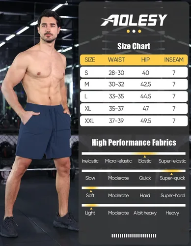 Vista 6 de Aolesy Pantalones cortos de entrenamiento para hombre de 7 pulgadas, pantalones cortos deportivos de secado rápido, ligeros, con bolsillos