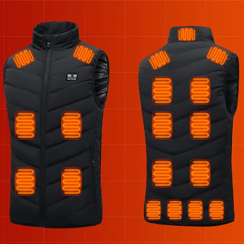 Vista 8 de Chaleco térmico para mujeres y hombres, chaqueta de calefacción eléctrica de invierno, ligera, 21 zonas de calefacción, calentador de cuerpo al aire