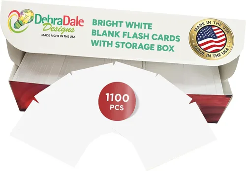 Vista 8 de Tarjetas flash en blanco con anillos y caja 1100 blanco + pastel 2 x 3.5 fabricadas en Estados Unidos For active recall, vocabulary