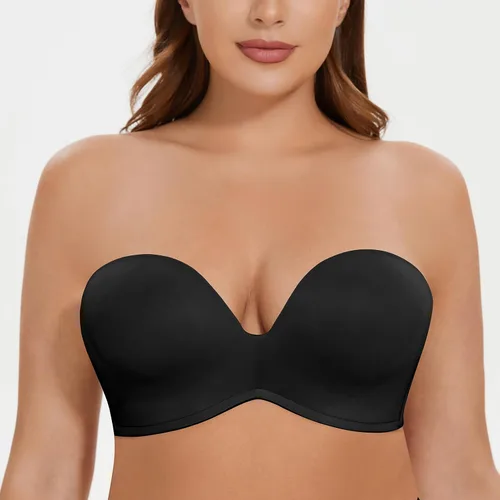Vista 4 de MELENECA Brasier sin varillas para mujer, ligeramente acolchado, con soporte antideslizante, sin tirantes