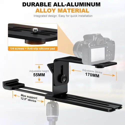 Vista 8 de Teleprompter para cámaras iPad Tablet, LENSGO TC12 14.5 pulgadas de aluminio Prompter App compatible con iOS/Android, indicador profesional