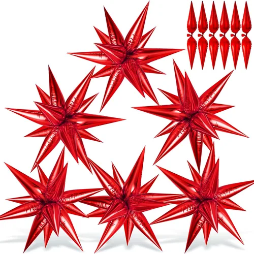 Vista 18 de 72 unidades de globos de estrella, grandes globos de cono de estrella metálicos de 26 pulgadas, globos de papel de aluminio de explosión colorida