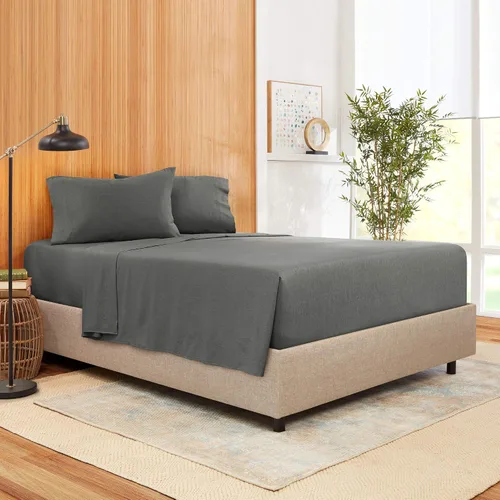 Vista 13 de Juego de ropa de cama de 800 hilos de 4 piezas, 100% algodón egipcio, color negro, sábana bajera ajustable de algodón de fibra larga, se adapta a