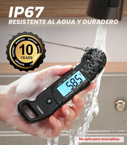 Vista 5 de Atogou Termómetro profesional para carne digital, lectura instantánea <1 segundo, color negro ±0.5℉Accuracy, IP67 Waterproof, Thermocouple Sensor