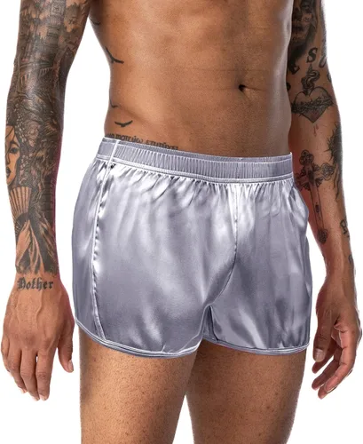 Vista 2 de Pantalones cortos de satén de seda satinados de 3 pulgadas para hombre