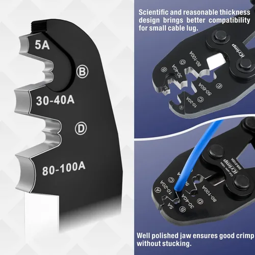 Vista 4 de Herramienta de engarzado de terminales de cable de batería iCrimp para lengüeta de barril abierto, terminales de batería OEM libres de plomo