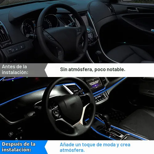 Vista 6 de Tira de luces LED de cable EL, tira de luz de neón automática USB de 10 pies/3M con borde de costura, kits de iluminación ambiental