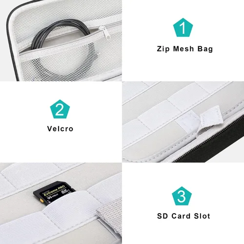 Vista 5 de Canboc Hard Carrying Case for Logitech G Cloud Gaming Handheld, Zipper Mesh Bag fit Power Adaptor, USB Cable, Portable Gaming Console Bag, Portable