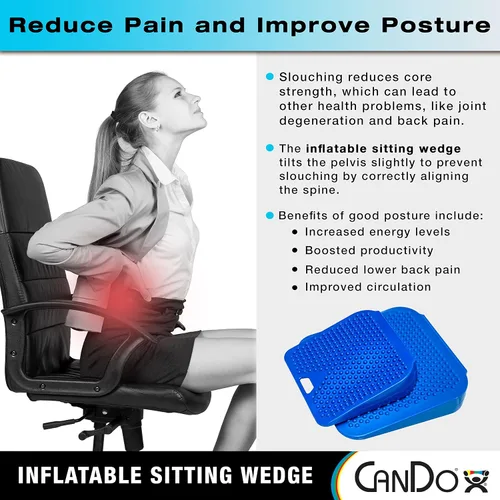 Vista 3 de CanDo Cojín Wobble de Cuña para Sentarse, Asiento Activo para Postura, Dolor de Espalda, Alivio del Estrés, Inquietud y Ansiedad - Tamaño Adulto