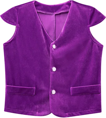 Vista 3 de inhzoy Disfraz medieval renacentista para niños, chaleco pirata, chaleco de terciopelo, campesino, cosplay, Halloween, camiseta sin mangas