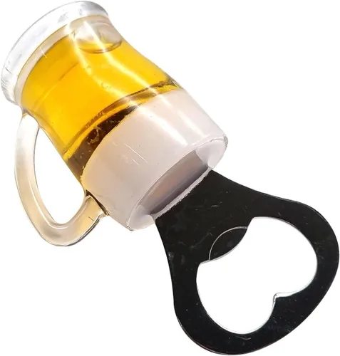 Vista 6 de Abridor de botellas de cerveza de acrílico creativo Forma de taza de cerveza Abrebotellas Accesorios de cocina Refrigerador (B)