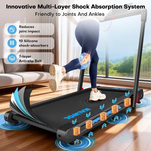 Vista 7 de Cinta de correr con altavoz, caminadora plegable 6 en 1 de 7.5 MPH para el hogar con aplicación compatible, almohadilla para caminar con 10%