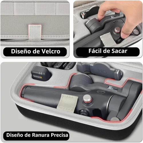 Vista 4 de Funda rígida de goma EVA para DJI Osmo Mobile 8/7P/7, gris Negro+Gris Cremallera