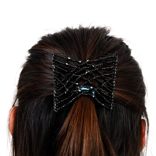 Vista 2 de 3 pinzas elásticas mágicas para el cabello, horquillas elásticas de doble peine para mujeres y niñas, peinado vintage, accesorios multiusos