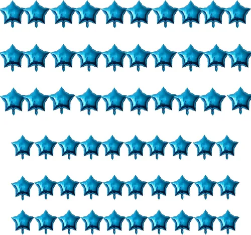 Vista 5 de 80 globos de aluminio con forma de estrella azul de 5 pulgadas para decoración de fiesta de cumpleaños.