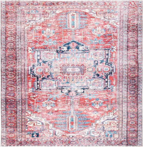 Vista 11 de SAFAVIEH Alfombra lavable Serapi Collection – 3 pies 3 pulgadas x 5 pies, azul marino y rojo, antideslizante y fácil de limpiar, ideal