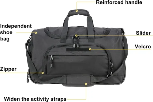 Vista 5 de Bolsa de gimnasio para hombres y mujeres con compartimento para zapatos, deporte, fin de semana, viajes, durante la noche, bolsa de transporte