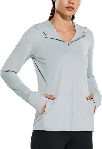 Vista 2 de baleaf Chaqueta de protección solar UPF 50+ para mujer, con capucha, con bolsillos, para senderismo, rendimiento al aire libre