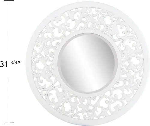 Vista 4 de SEI Furniture - Espejo decorativo de pared Kinior - Diseño de transición, acabado blanco - Totalmente montado - Ideal para baño, entrada (WS1092317)