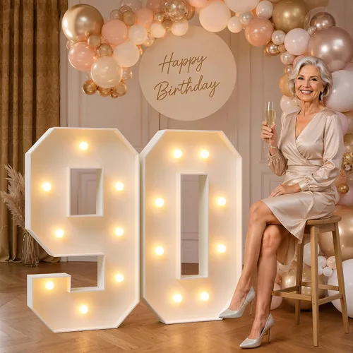 Vista 33 de imprsv Letras iluminadas grandes de 3 pies, letras iluminadas de marquesina para fiesta de cumpleaños (3 pies, letra y )