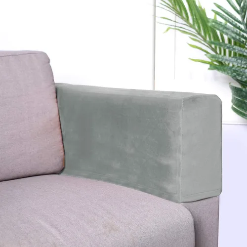 Vista 4 de BESPORTBLE Funda de tela elástica para reposabrazos de sofá, color gris, antideslizante, protector de muebles, fundas para sillón reclinable