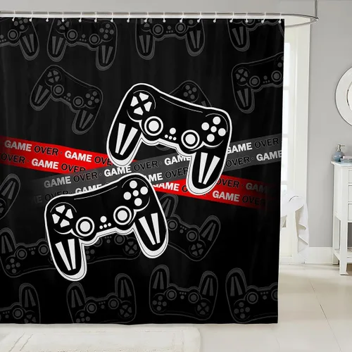 Vista 9 de Feelyou Cortina de ducha musical para decoración de baño, cinta de casete, cortina de baño de música, accesorios de baño, tela de poliéster