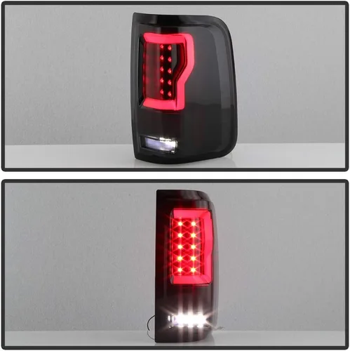 Vista 6 de ACANII - Para Ford F150 Styleside Pickup 2004-2008, carcasa negra, lente ahumada, luces traseras de tubo LED, lámparas de freno izquierda+derecha