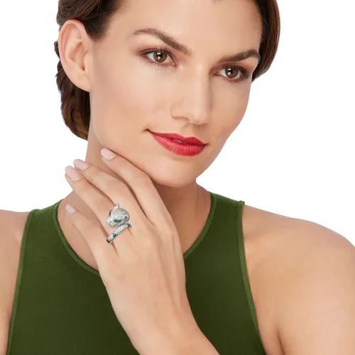 Vista 2 de Ross-Simons 400 ct tw CZ and Simulated Multi-Stone Panther Ring in Sterling Silver