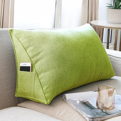 Vista 10 de Almohada de cabecera con protección de cintura, almohada de lectura, almohada triangular de cuña, cojín de espalda larga con funda extraíble