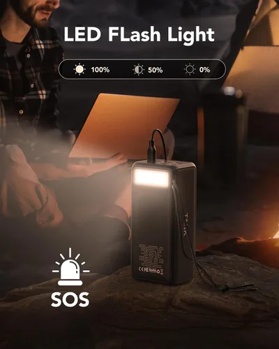 Vista 4 de VEEKTOMX Banco de energía de 100 W 56000 mAh para portátil y teléfono+cargador portátil con cables incorporados 10000 mAh banco de energía