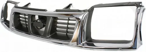 Vista 2 de Garage-Pro Conjunto de Parrilla Frontal para Nissan Frontier 1998-2000, Cáscara Cromada, Inserción Negra, Accesorios Nissan Frontier, NI1200183