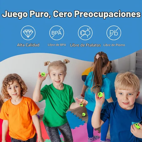 Vista 5 de ArtCreativity 36 bolas hinchables verdes con cara sonriente que brillan en la oscuridad, paquete a granel de 36, bolas de rebote de 1 pulgada