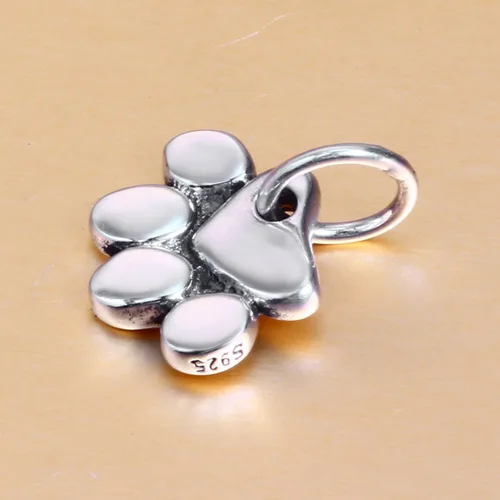Vista 2 de Dijes con estampado de pata de perro 2025 para pulsera Pandora Animal, cuentas de plata de ley 925 para cachorrogato con diseño de pata de perro