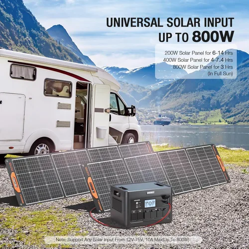 Vista 5 de Estación de energía portátil de 2400 W, 1843 Wh, generador solar LiFePO4, UPS para el hogar, batería de reserva de energía con 4 salidas de CA