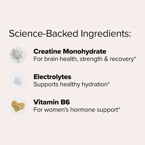 Vista 3 de FLO - Creatina + electrolitos para mujer para fuerza y tono, 30 porciones
