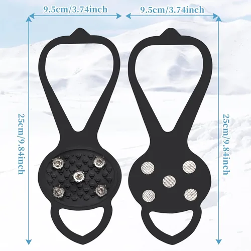 Vista 2 de 2 pares de pinzas antideslizantes, pinzas de hielo, tacos de tracción para zapatos de nieve, crampones con 10 tacos de acero