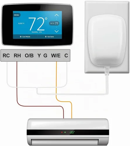 Vista 6 de Adaptador/Transformador de corriente de 24 voltios, adaptador de cable C, termostato, compatible con todas las versiones de timbre y termostato