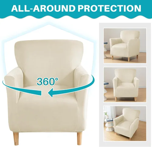Vista 5 de MIFXIN Funda elástica para sillón de banquete, de terciopelo, 1 pieza, de elastano, elástico, protector de muebles, para sofá de 1 plaza con brazos