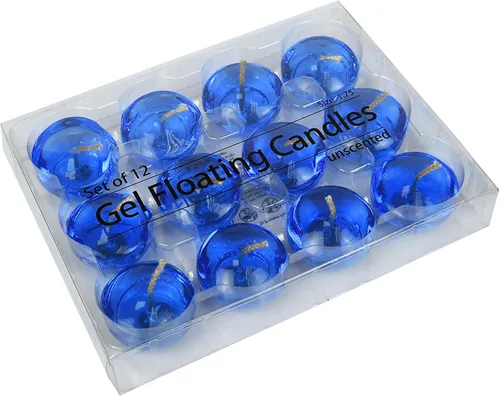 Vista 8 de Zest Candle Velas flotantes de 12 piezas, 1.75 pulgadas, gel azul transparente