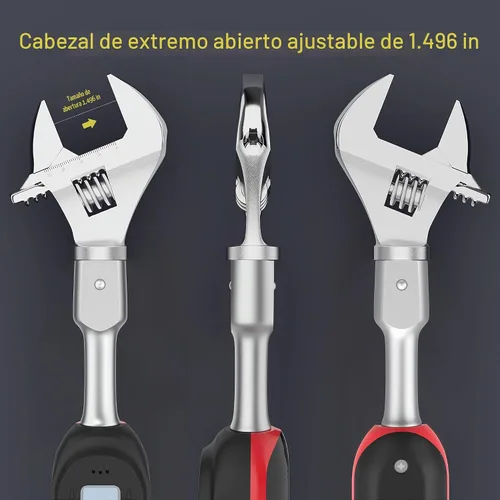 Vista 6 de VANPO Llave dinamométrica Hvac 2.2-44.2 pies/libras/3-60 N.m, boca de extremo abierto de 9×12 mm, mordaza ajustable de 38 mm, precisión ±2%