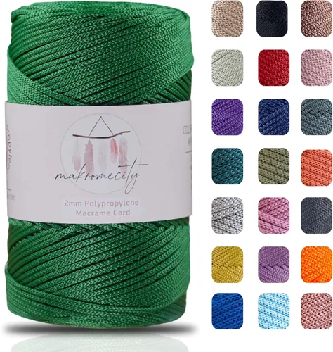 Vista 35 de Makromecity, Cordón de macramé de poliéster de 2 mm x 250 yardas (750 pies) Cordón de macramé de 2 mm de polipropileno para arte y manualidades