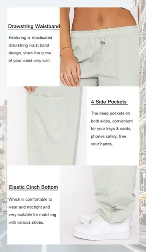 Vista 7 de DISCIPBUSH - Pantalones cargo holgados para mujer, pantalones parachute para mujer, pantalones rave, pantalones Y2K, atuendos de festival para mujer