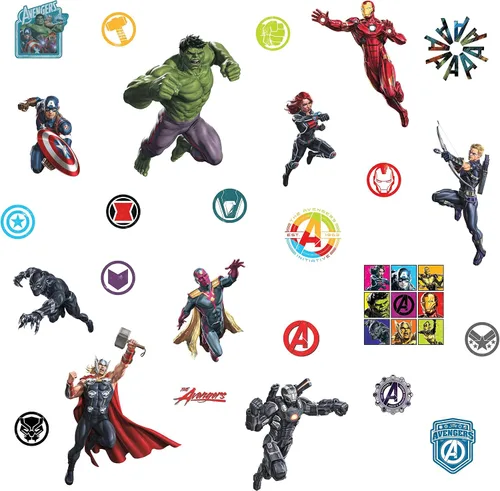 Vista 3 de RoomMates Marvel Classic Avengers - Calcomanías de pared para despegar y pegar, RMK4289SCS