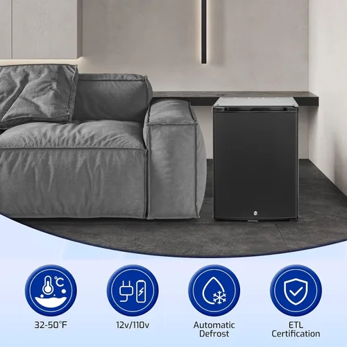 Vista 5 de Smad - Refrigerador compacto de 1.4 pies cúbicos, mini refrigerador con cerradura, refrigerador de 12V para vehículos recreativos, refrigerador de 2