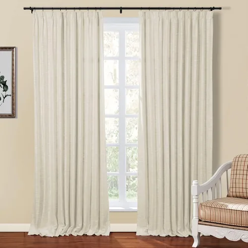 Vista 10 de TWOPAGES Cortina de Pliegues Pellizco Beige para Sala de Estar de 84 Pulgadas de Largo, Panel de Cortina de Ventana de Doble Capa Oscurecedora