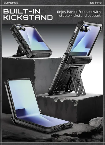Vista 4 de SUPCASE Funda para Samsung Galaxy Z Flip 7 con soporte integrado y clip para cinturón (Unicorn Beetle Pro), [protección de bisagra]